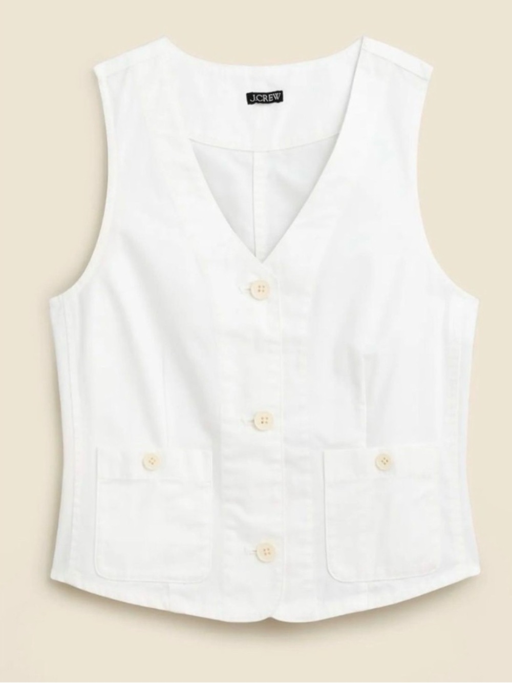 J. Crew White Sleeveless Button-Front Vest Bodysuit